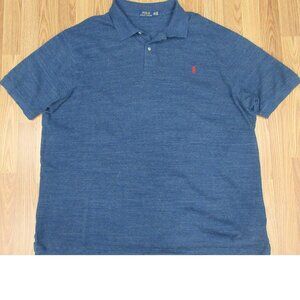 BIG 4XL, 4XB POLO RALPH LAUREN REGULAR FIT 100% COTTON SHIRT HEATHERED NAVY